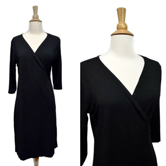 bryn Walker Dresses & Skirts - Bryn Walker Black Stretch Dress Surplice Bodice